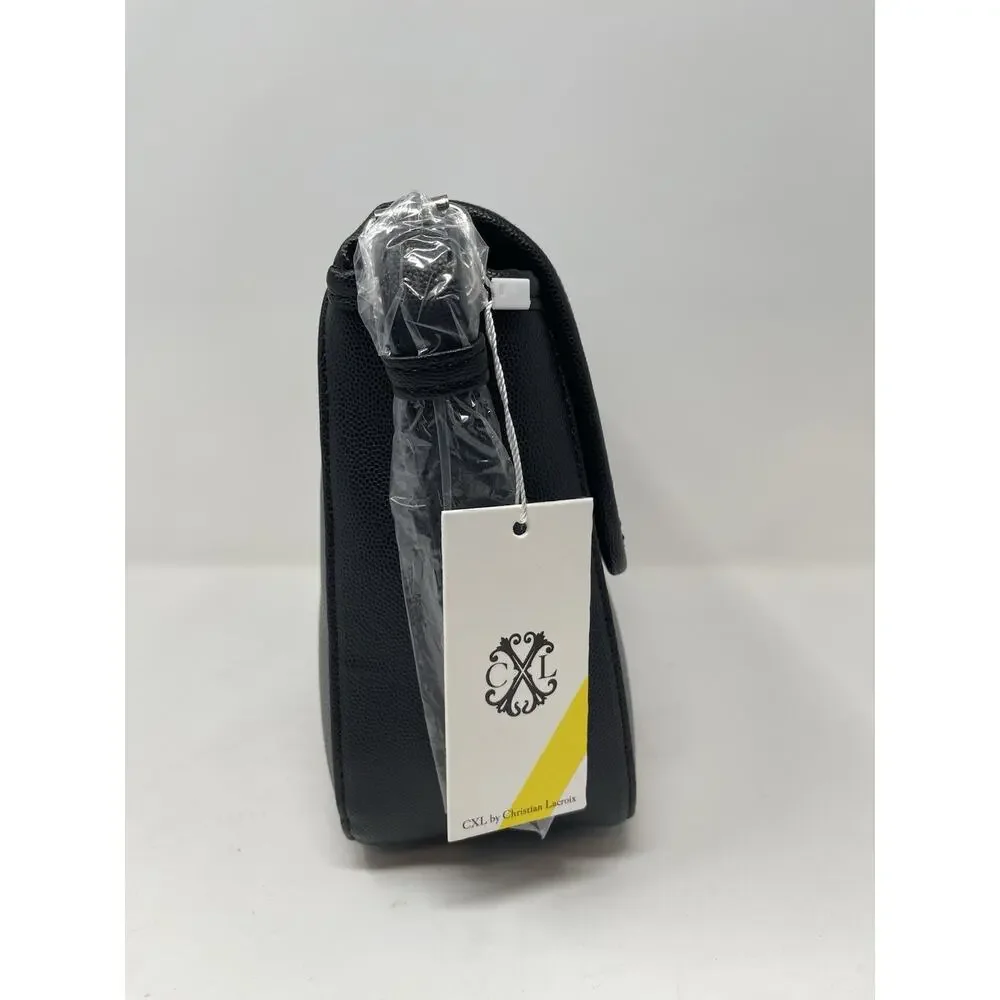 Christian Lacroix CXL Karen Caviar Shoulder Bag Black Faux‎ Leather Retail $98